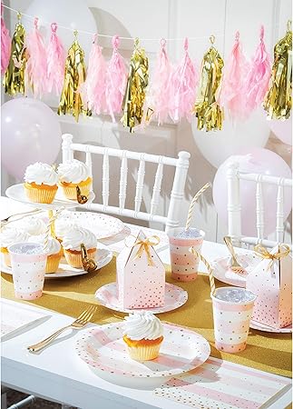 Creative Converting Pink and Gold Celebration Beverage Napkins, 16 ct