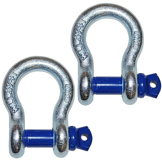 58" Shackle - D Ring 3.25 ton (6500 lbs) - 2 Pack - Shipper Supplies