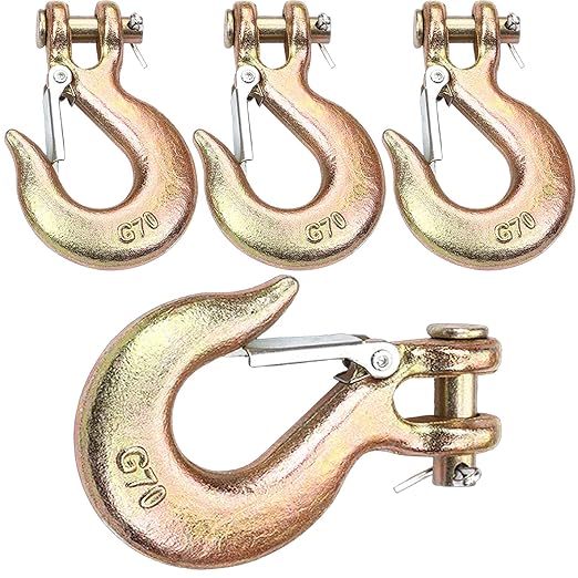 4Pack Clevis Slip Hook, 516 Inch Clevis Safety Hook with Safety Latch, Heavy Duty Forged G70 Chain Hook for Truck Trailer Winch Transport Tow Chain Hook,34 in Opening,14,000 Lb Capacity