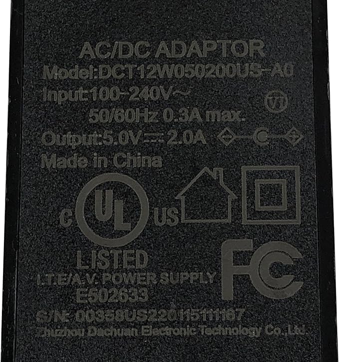 10W ACDC Adapter 5V 2A DCT12W050200US-A0 Power Supply 5.5x2.0 mm
