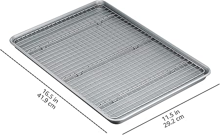 Basics Ceramic Nonstick Baking Sheet Cooling Rack Set, Non-Toxic, Half Sheet Size - 1 Pack, Gray