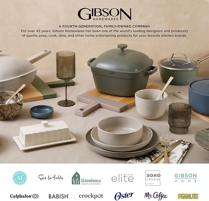Gibson Home Zen Buffet Porcelain Chip and Scratch Resistant Dinnerware Plates, Bowls, and Mugs Set White (Square Dishes)