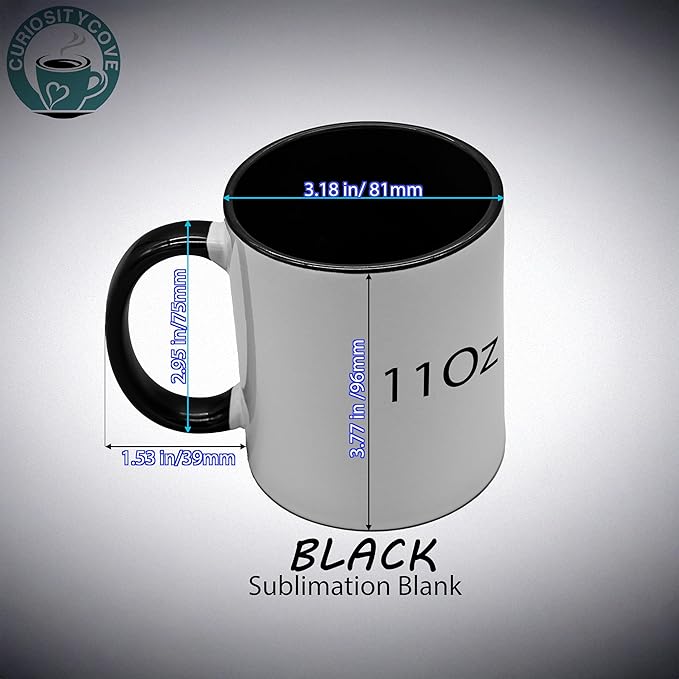 Sublimation Mugs 11 Oz, Black Inner Handle - Premium Coffee Cups for Heat Press Projects - Versatile Coffee Mug Design Ideal for Personalized Creations, 1 Piece Set