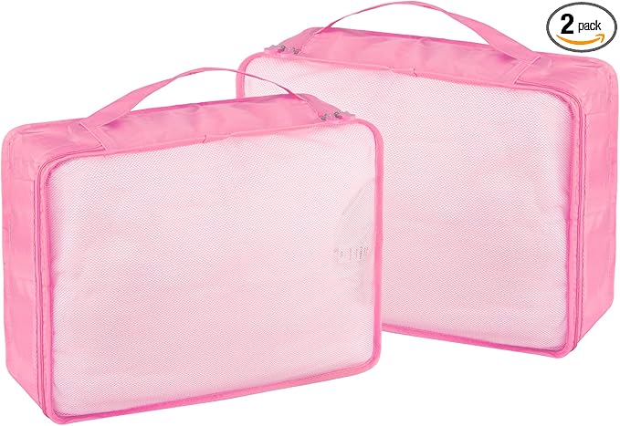 Packing Cubes Set, 2 Pcs Packing Organizers Set for Suitcases (Pink)