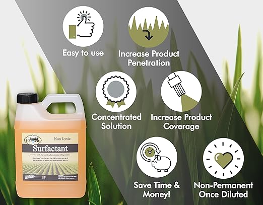 Concentrated Surfactant for Herbicides Non-Ionic 32oz, Increase Product Coverage, Increase Product Penetration, Increase Product Effectiveness
