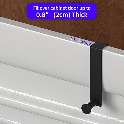 Metal Over The Cabinet Door Hooks, 2 Pack, Matte Black, Stainless Steel, Towel Holder for Kitchen, Bathroom, Bedroom