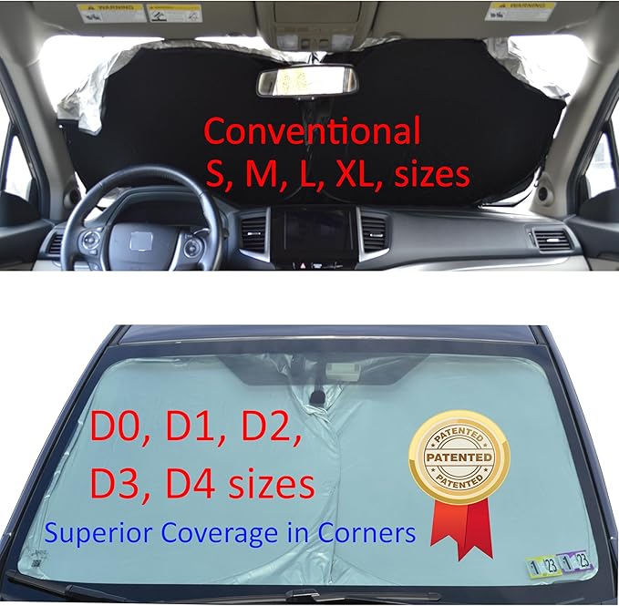 Car Sun Shade with Storage Pouch by A1 Sunshades Shield Protector Blocker Retractable Cover Sunscreen Auto Interior Accessories Visor Small
