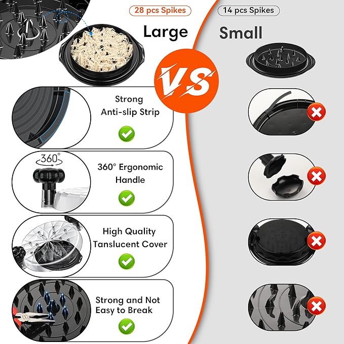 Chicken Shredder Tool Twist Large - 10'' Pro Meat Shredders for Chicken Breast with Brush,Kitchen Grinder Shredder Machine,Ergonomic Handle,Strong Anti-slip Strip,MeatVegetables,BPA Free