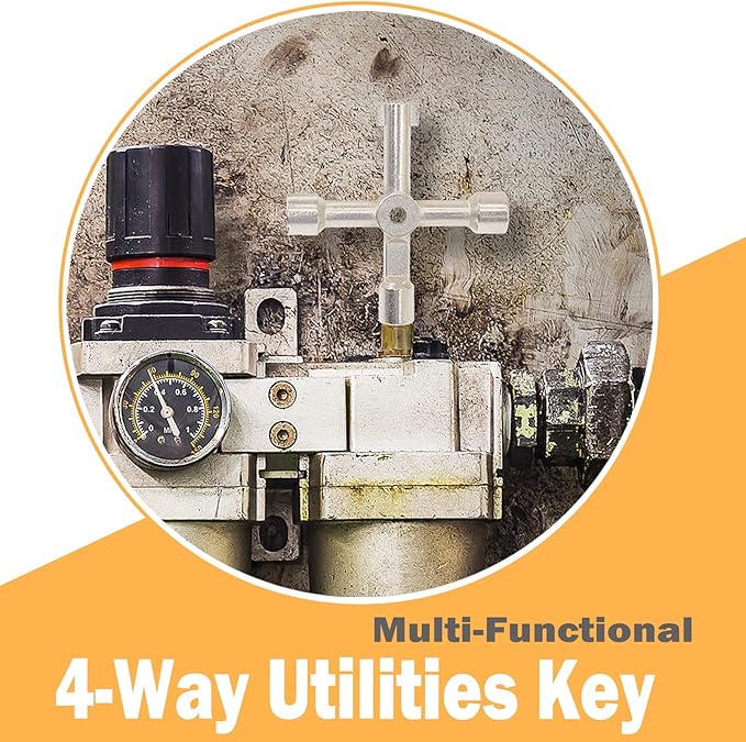 16 Inch Water Meter Key with 4 Way Multi-functional Water Utilities Key Contractor Grade Valve Shutoff Key Tool for Main Water Meter