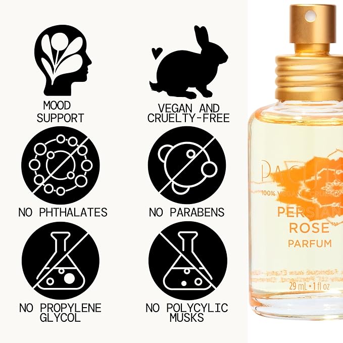 Pacifica Beauty, Persian Rose Clean Fragrance Spray Perfume, Made with Natural Essential Oils, Fresh Rose Scent, Vegan Cruelty Free, Phthalate-Free, Paraben-Free, Gifts for Her, 29 ml. 1 fl. oz