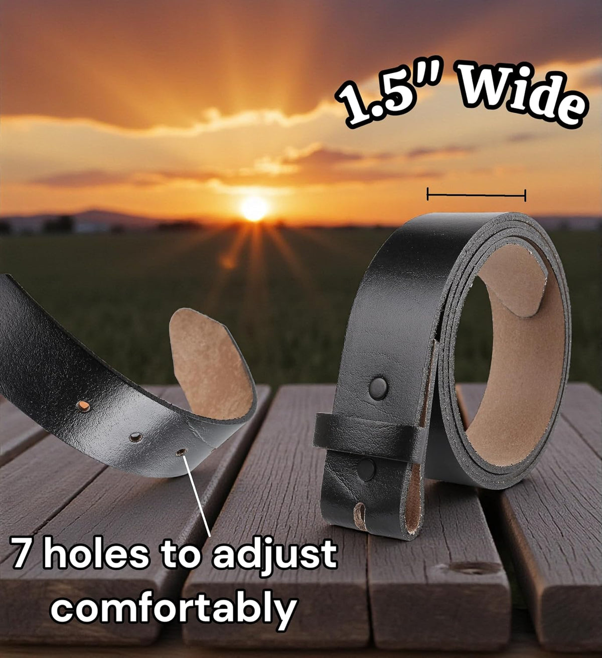 F&L CLASSIC Belt for buckle men Snap on Strap Full Grain One Piece Leather no buckle,1 1/2" Wide, USA 38 (Fits Waist 36"-37")