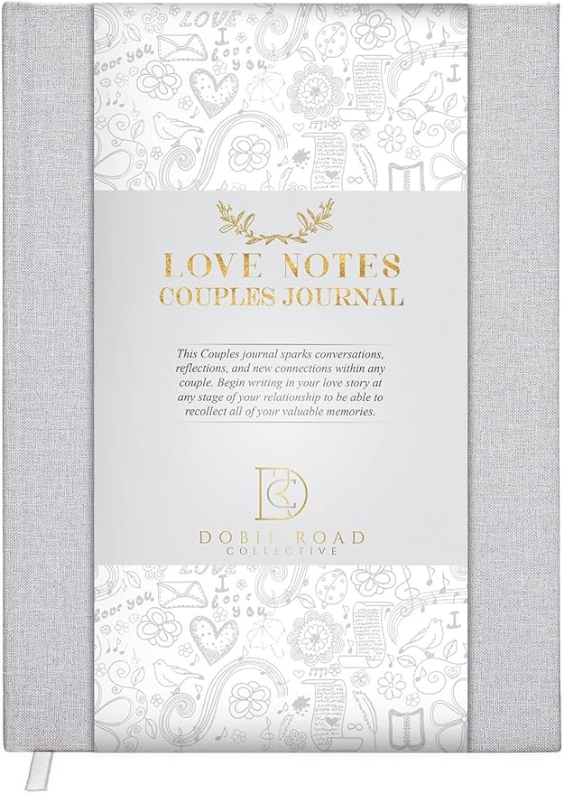 Love Notes Couples Journal For Him and Her Linen Hardcover Book To Fill Out Together Memories of Us Anniversary The Marriage Our Story Wedding Journal, Gray, DR-