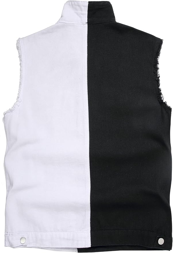 Men's Denim Vest,Sleeveless Jacket Slim Fit Vintage Casual Ripped Summer Jean Vest for Men