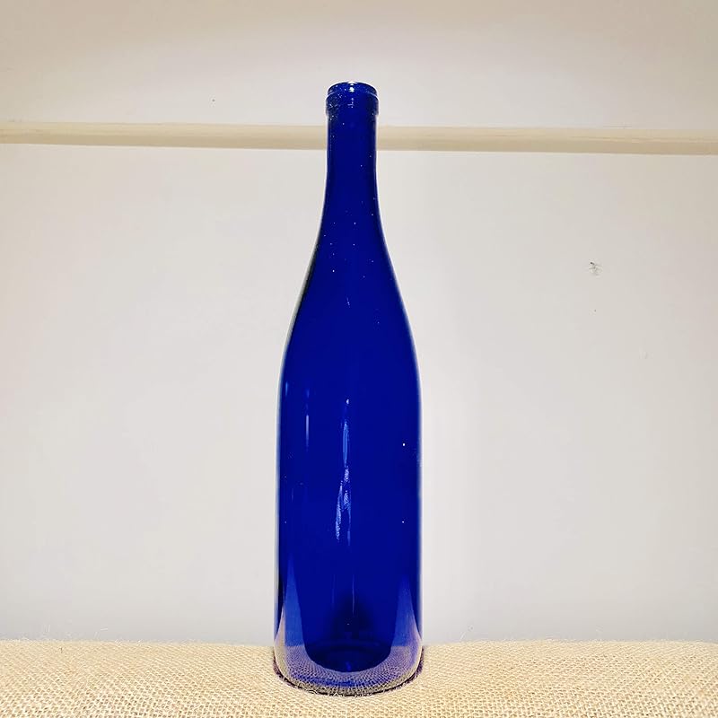 Empty Blue Burgundy Wine Bottle, Stunning Blue Wine Bottle Decor or Centerpiece Decoration