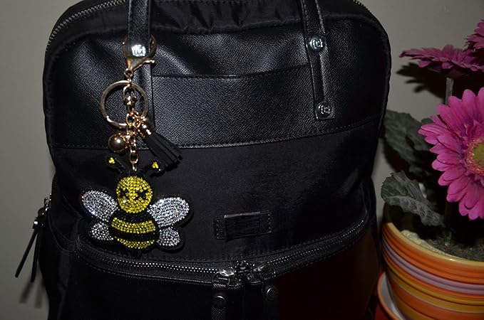 Popfizzy Bumble Bee Keychain for Women and Girls Backpack Charms Rhinestone Purse Charms for Handbags