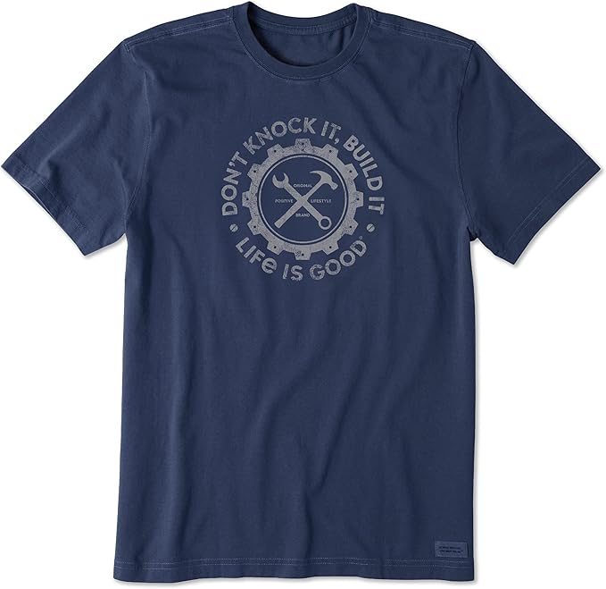Life is Good Men's Crusher Tee Shirt, Short Sleeve Cotton Graphic T-Shirts, Build It