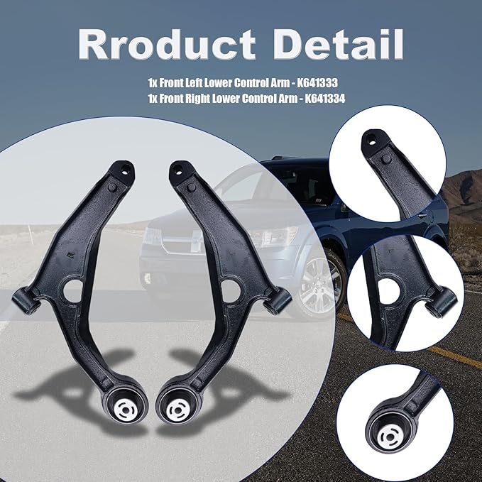 K641333 K641334 Front Left Right Lower Control Arms Assembly Replacement for Dodge Journey Avenger Chrysler Sebring Chrysler 200-2PCS Suspension Kit