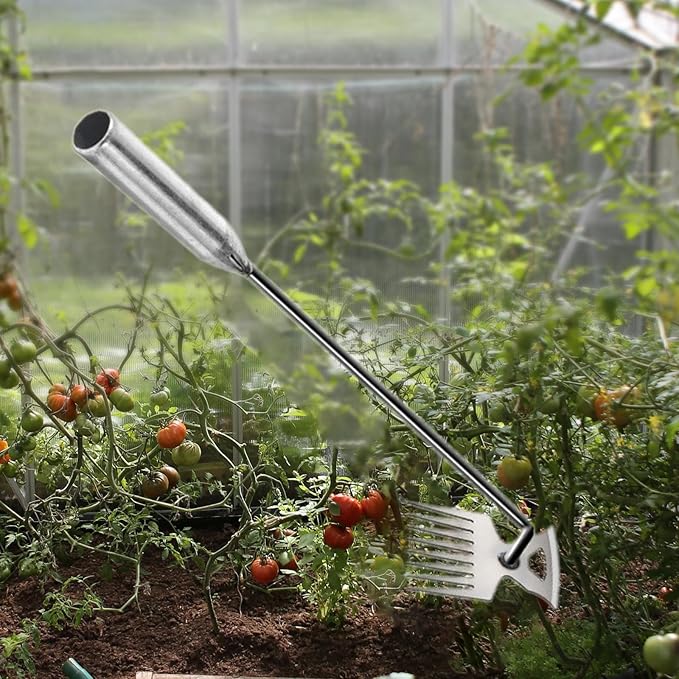 Weeds Puller Weeds Picker Easily Remove Weeds Long Handle Silver Weeds Remover Tool Gardening Hand Weeding Tool for Weeding, 53 cm 8 Teeth