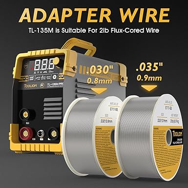 TOOLIOM 135A MIG Welder Flux Core 110V MIG Welder Gasless Flux MIG/Lift TIG/Stick 3 in 1 Welding Machine IGBT DC Inverter with LCD Display