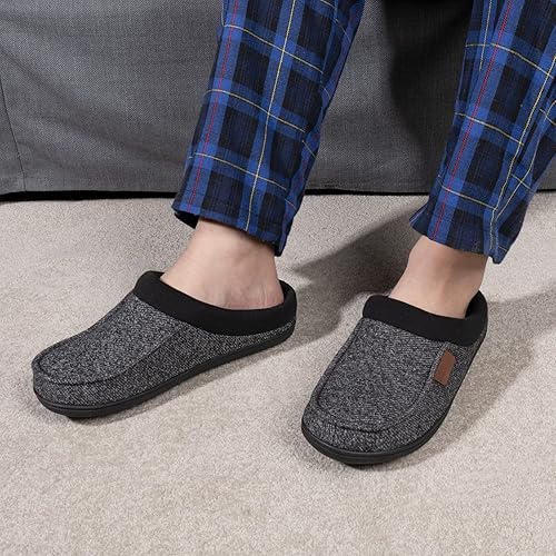 ULTRAIDEAS Men's Nealon Moccasin Clog Slipper, Slip on Indoor/Outdoor House Shoes