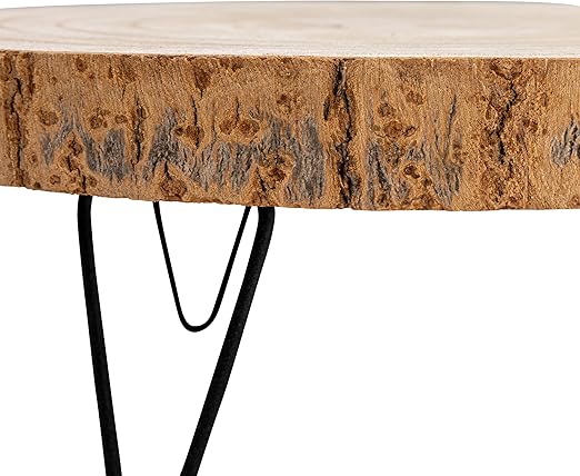 Creative Co-Op Large Paulownia Wood Pedestal with Metal Legs