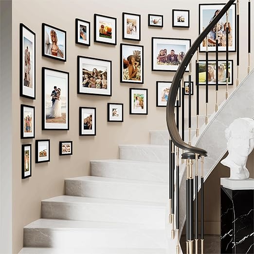decorUhome 8.5x11 Picture Frame, Display Pictures 6x8 with Mat or 8.5x11 without Mat, Black Engineered Wood Photo Frame with Plexiglass for Wall & Tabletop Display, Picture Frames 8.5x11 Set of 4