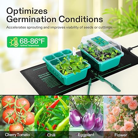 VIVOSUN 10"x 20.75" Seedling Heat Mat and Digital Thermostat Combo Set, UL MET-Certified Warm Hydroponic Heating Pad for Germination, Indoor Gardening, Greenhouse