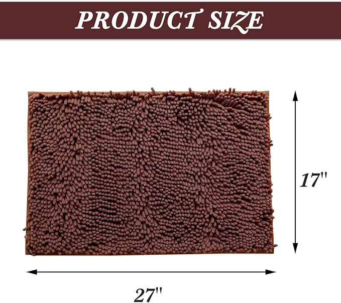Non-Slip Bath Rug,Extra Soft Microfiber Bedroom Shag Carpet with Anti-Slip Backing,WaterDust Absorbent Fast Dry Shower Mat,Sound Insulated Stairs Pad,Machine Washable (Coffee,17 x 27 Inches)