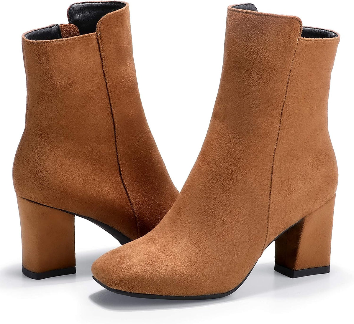 New But Not In Original Box.IDIFU Women's Ada Fashion Square Toe Ankle Boots Low Block Heel Short Boots Side Zipper Booties Shoes- Half Size Larger