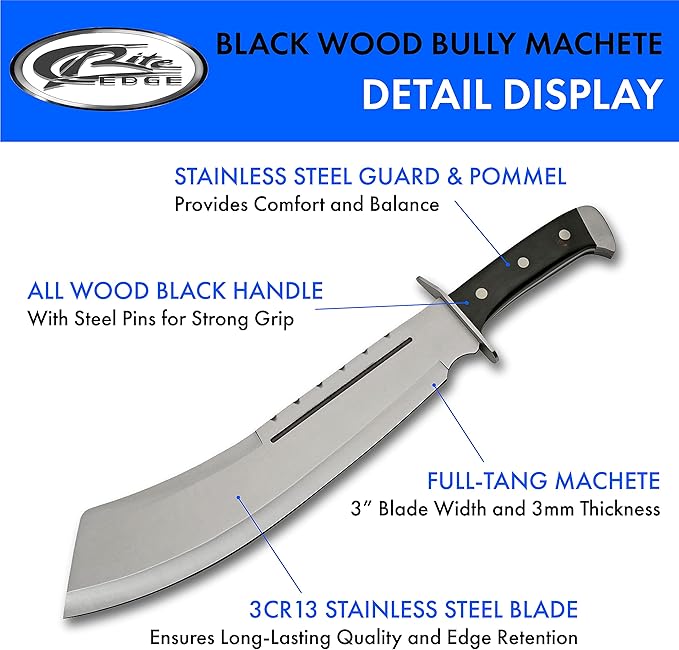 SZCO Supplies 18.25" Full Tang Machete with Nylon Sheath Ai High-Carbon Stainless Steel Blade for Camping, Survival, and Outdoor Adventures