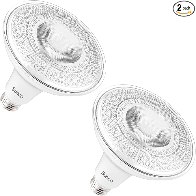 Sunco Outdoor Flood Light Bulb LED PAR38, Exterior Spotlight Bulbs, Weatherproof, 1050 LM, 13W (100W Equivalent), 5000K Daylight, Wet Rated, Dimmable, E26 Base UL 2 Pack