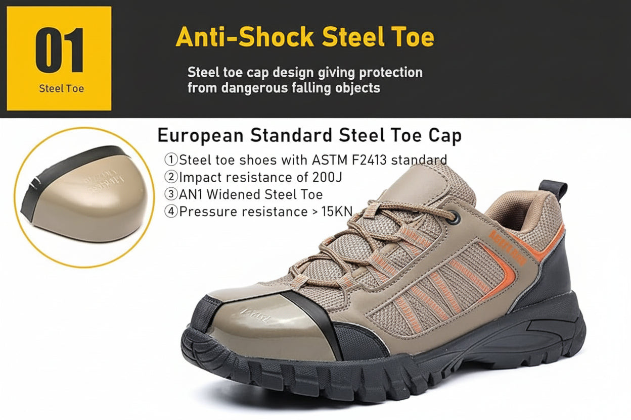 Steel Toe Shoes for Men Women Lightweight Indestructible Work Shoes Breathable Slip Resistant Safety Sneakers Comfortable Puncture Proof Shoes for Working Construction Industry