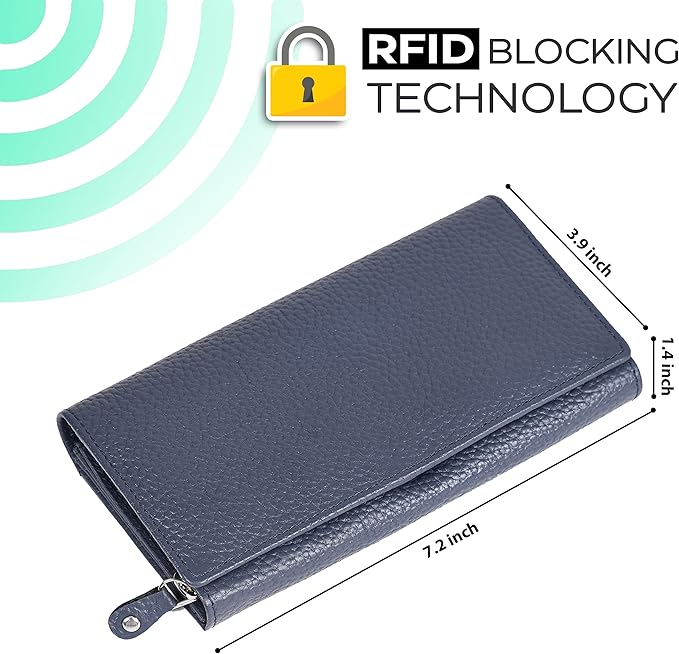 Ozora Multi Card Holder Handmade Leather Wallet with RFID Protection & Zipper Pockets with ID Window for Women