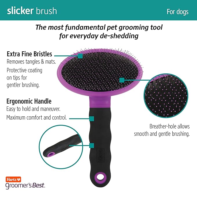 Hartz Groomer's Best Deshedding Slicker Dog Brush, BlackViolet, Dogs