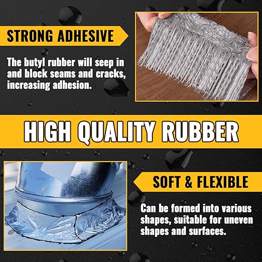 VIVIDA Aluminum Butyl Tape 8" 20', Waterproof Aluminum Foil Butyl Sealing Tape for Outdoor Use, Corrosion Resistant, Repair for Metal Roof, RV, Windows, 1 Roll