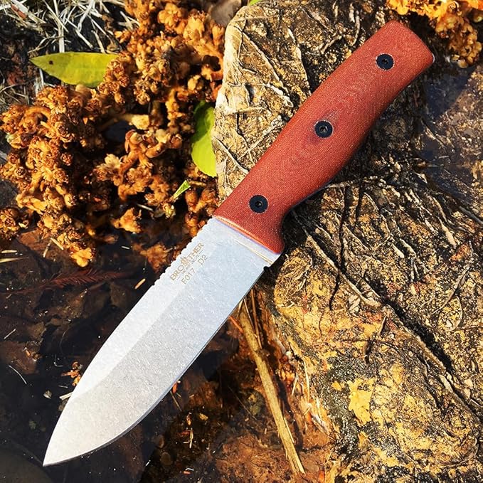 WATCHMAN F017 9.45inch Fixed Blade D2 Knives with Sheath,Big Full Tang Bushcraft Knife with Kydex Sheath Hunting Knife with Mircarta Handle for Camping, Survival, Fishing (areca palm), F017