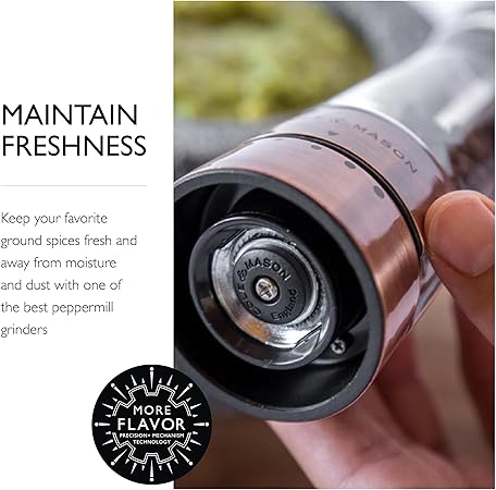 COLE MASON Derwent Pepper Grinder - Copper Mill Includes Gourmet Precision Mechanism and Premium Peppercorns