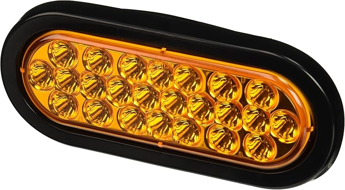 Buyers Products SL65AO 6 Inch Amber Oval Recessed Strobe Light, 24 LEDs, 12-24V - IP67 & SAE J595 Class 2 Rated, Water and Debris Resistance, 6 Flashes/Second, PL-3 Plug, Truck & Trailer Warning Light