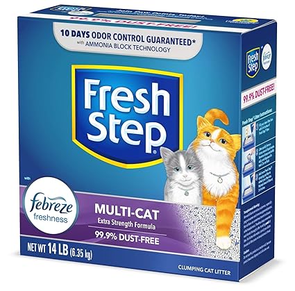 Fresh Step Multi-Cat Extra Strength Scented Litter with the Power of Febreze, Clumping Cat Litter, 14 Pounds (Package May Vary)