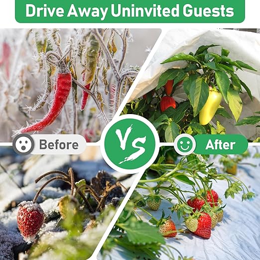 GonLei Plant Covers Freeze Protection Kit 10x30 ft Plant Blanket (6 Pcs Garden Hoops & 18 Clips) Frost Cloths for Outdoor Plants Garden Row Covers 1.05oz/yd² Plant Covers for Winter