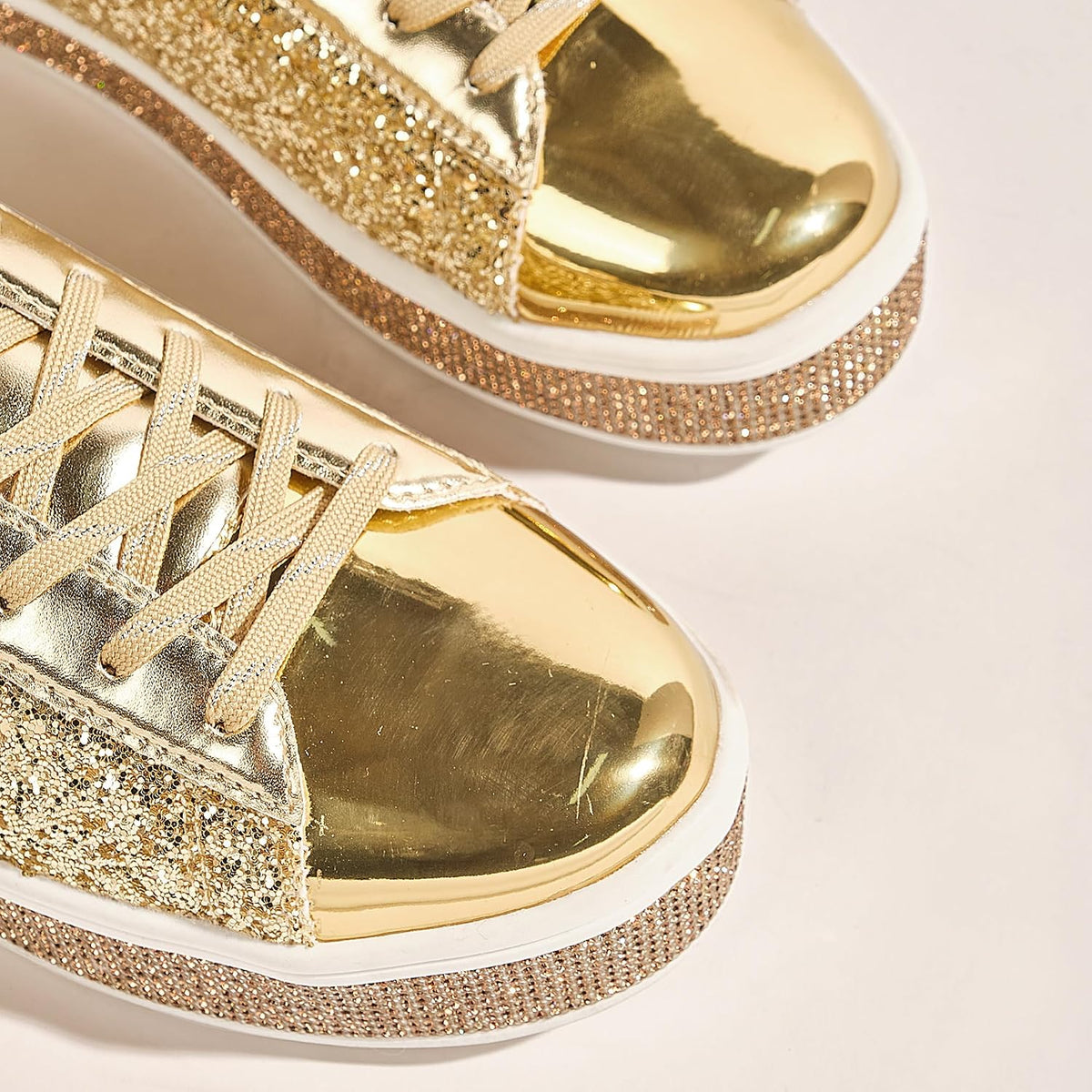 UUBARIS Women's Glitter Tennis Sneakers Neon Dressy Sparkly Sneakers Rhinestone Bling Wedding Bridal Shoes Shiny Sequin Shoes.