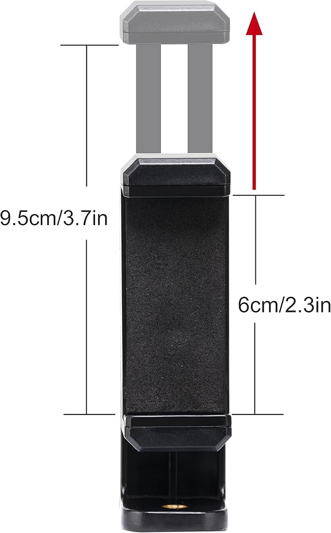 BONFOTO Universal Cell Phone Tripod Mount Adapter,Rotates Vertical and Horizontal, Adjustable with Padded Clip Fits for All Smartphones Compatible with All tripods