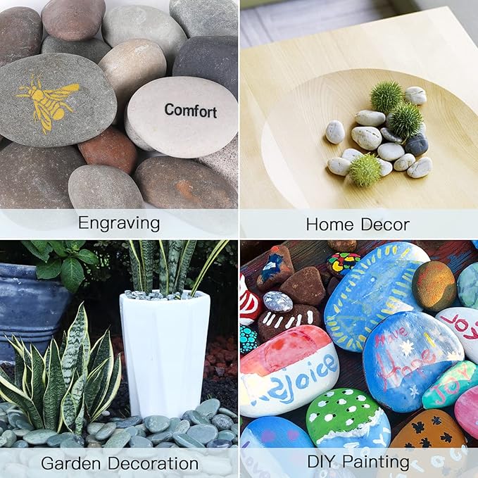 Stones Pebbles River Rocks, 100 Natural Hand-Picked Premium Decorative Pebbles, Ideal for Garden Landscaping, Home Decor, Aquariums, Painting, Crafting and Gifts, Green