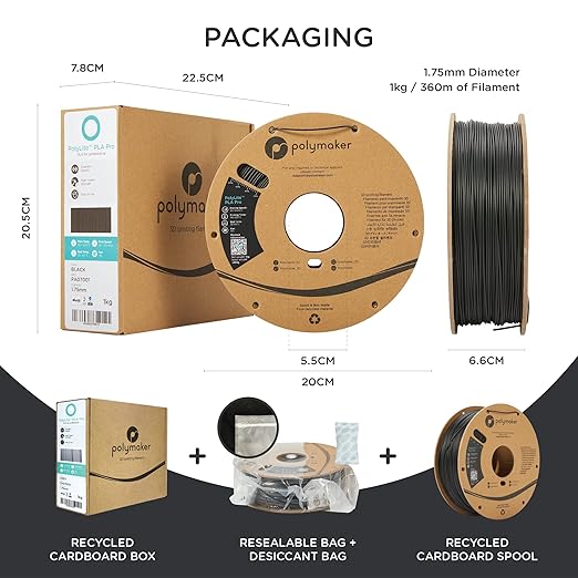 Polymaker PLA PRO Filament 1.75mm, Tough High Rigidity Army Green 1.75mm 1kg Cardboard Spool - PolyLite PLA PRO 3D Printer Filament 1.75mm, Print with Most 3D Printers Using 3D Filament