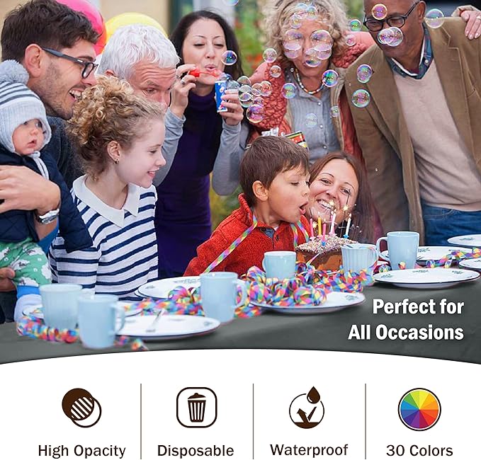 Exquisite 4-Pack Silver Plastic Table Cloth - 54In. x 108In. Disposable Tablecloth for Parties - Rectangle Tablecloth - Disposable Table Cloths for Parties - Plastic Table Cover for Picnics