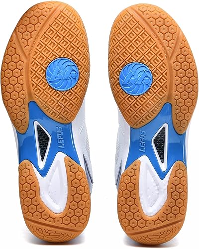 Men's Light 22 Lightweight Cushioning Pickleball Court Shoes (White/Blue, 8.5)