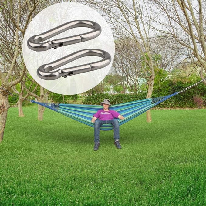 CertBuy 10 Pack 4 Inch Spring Snap Hook Stainless Steel 304 Carabiner Clips Heavy Duty Quick Link Hook for Outdoor Camping Hiking Hammock Swing (M10 x 100 mm)