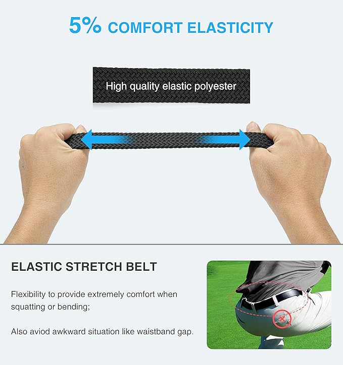 CHAOREN Stretch Belts for Men - Braided Elastic Golf Belt for Men 1 38"- Gift for Casual Jeans Shorts