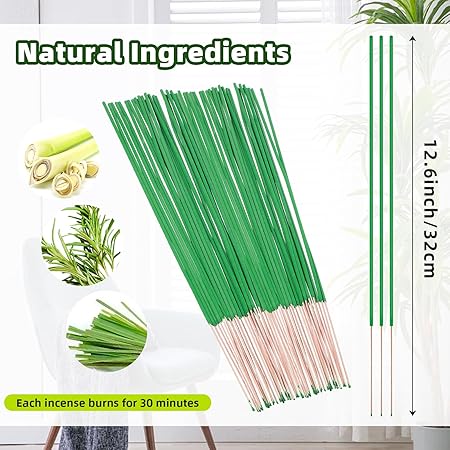 Citronella Incense Sticks 60 Pieces per Box, Lemongrass Sticks Outdoor Made with Natural Plants Citronella Rosemary Oil, Suitable for Indoors Outdoors
