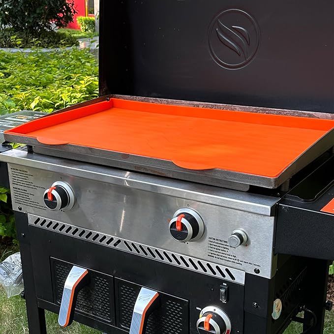 Silicone Griddle Mat for Blackstone Griddle, Heavy Duty Food Grade Silicone Mat, Protect Griddle from Rodents, Insects, Debris, and Rust, All Season Cooking Protective Cover(28-Inch Orange)